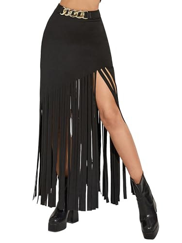 Womens High Waisted Skirt with Double Slit, Party Skirt