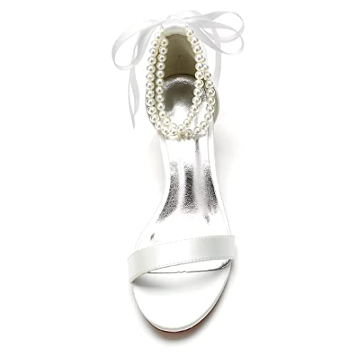 Block Heel Bridal Shoes Pearls Wedding Heeled Sandals Bride Chunky Heels2