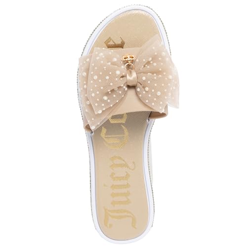 Image of Juicy Couture Women's Slide Sandals - Glitter Bling Open Toe Sparkle Flats - Dressy Summer Casual Footwear