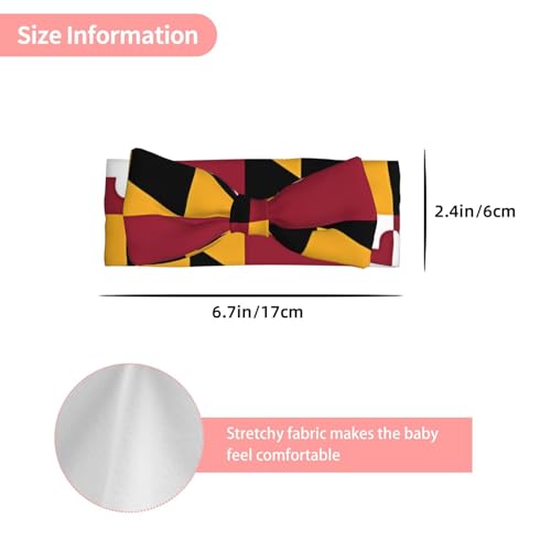 Flag of Maryland Pattern Baby Bow Headband Super Stretchy Soft Bows Hair Accessories for Newborn Infants Toddlers Kids Girls3