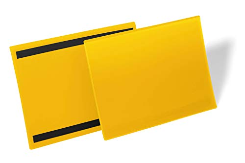 Durable 174504 Buste Con Bande Magnetiche A4 Orizzontale, Confezioni Da 50 Pezzi, Giallo
