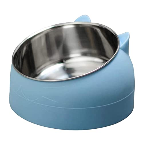 Ergugos ペット ボウル 斜め 角度 ステンレス製 フードボウル 犬 猫食器 食べやすい 首や腰の負担を軽減し 吐き戻し防止 ウォーター ボウル 犬猫用 餌入れ 水入れ 水飲みボウル ペット皿 滑り止め 安定感 洗いやすい ペット用品 (blue)