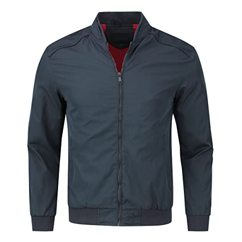 YOUTHUP Jacke Herren Leichte Cargojacke Outdoor Winddicht Übergangsjacke für Freizeit Sport, Blau-8835, L