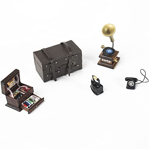 5 Pieces Miniature Furniture Set For 1/12 Scale Set (Vintage Style) #TOP2