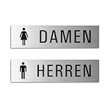 WC Schilder Damen + Herren 150x40 mm 2er-Set Aluminium Edelstahl-Optik Nr.28005-K