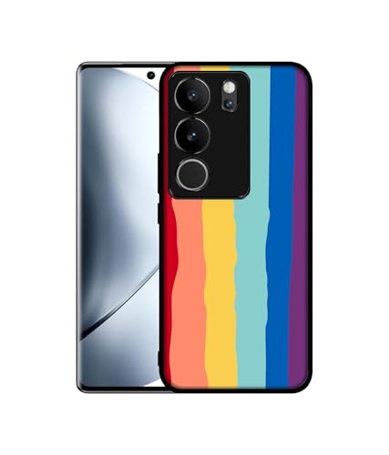 Image of Rainbow Design Premium 2D Printed Metal Back Case Cover for Vivo V29 5G / V29 Pro 5G
