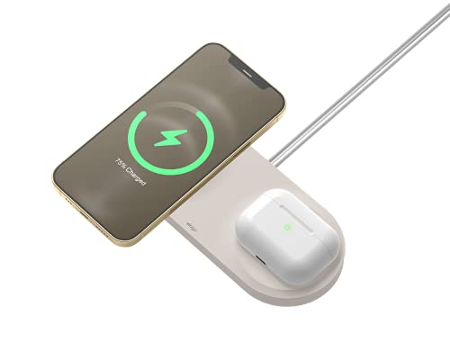 【elago】 MagSafe 充電器 用 デュアル パッド MagSafe充電器 卓上 アクセサリ 2台 保護 カバー MagSafe用 ケーブル 収納 付 マグセイフ 保護ケース マグセーフ対応 マグセーフケーブル ケース [ Apple マグセーフ