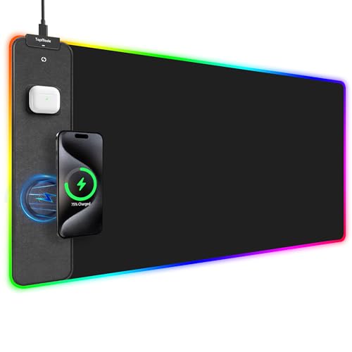 TopMade Wireless Charging RGB Mouse Pad, Waterproof Gaming Desk Pad
