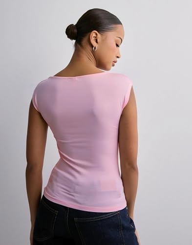Image of SIGHTBOMB Ultra Soft Fabric Afford LUX Edition Double Layered Boat Neck Folded Cap Sleeves SOFTLINE Cuddle TOP for Women