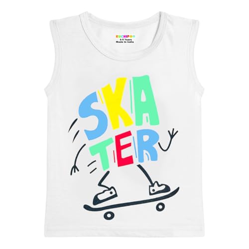 Image of Kuchipoo Boys Sleeveless Regular Fit Cotton T-Shirt