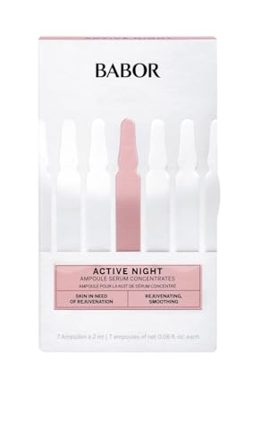 BABOR Active Night Ampoule Serum Concentrates Hyaluronic Acid Hydrating Night Treatment for Dry and Damaged Skin Moisturizing 7 Day Treatment