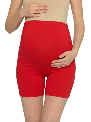 Image of Women's High Waist & Mid-Thigh Cotton Lycra Maternity Shorts|Pregnancy Panty|Maternity Panties Over The Belly for The Pre & Post Pregnancy