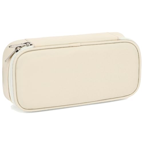 Image of FlowFly Large Capacity Pencil Case for Kids, Boys & Girls - Zippered Multi-Functional Pen Pouch, Soft & Portable Pencil Bag for School, Teens, Students, Beige