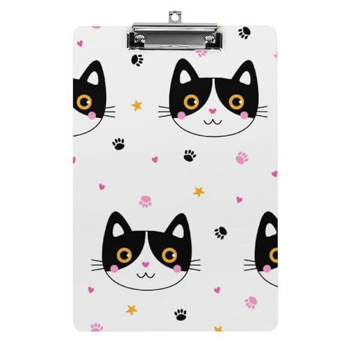 Porte bloc A4 chat de dessin animé porte document avec clip à profil bas robuste