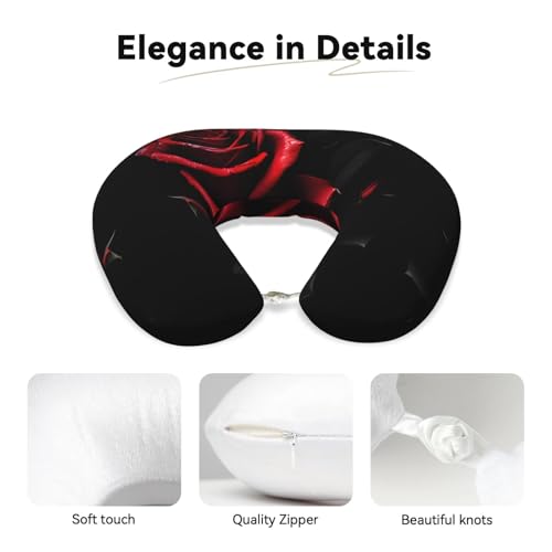Almohada para cuello de recuerdo con diseño rojo y rosas miniatura 4