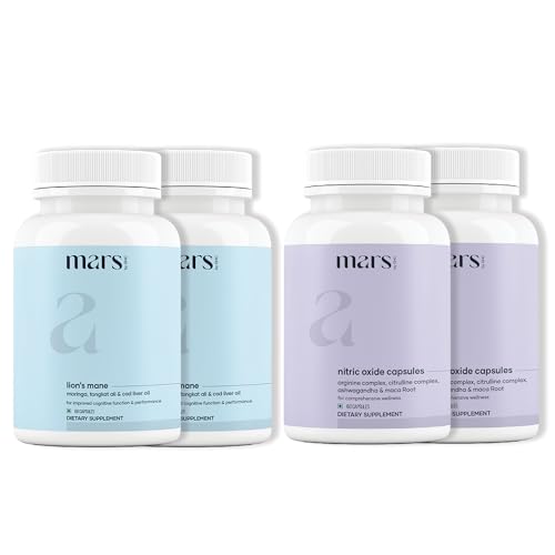 mars by GHC Vitality Max Combo | Natural Lions Mane & Nitric Oxide Capsules | Focus Energy & Performance Support | 240 Capsules | Pack of 2