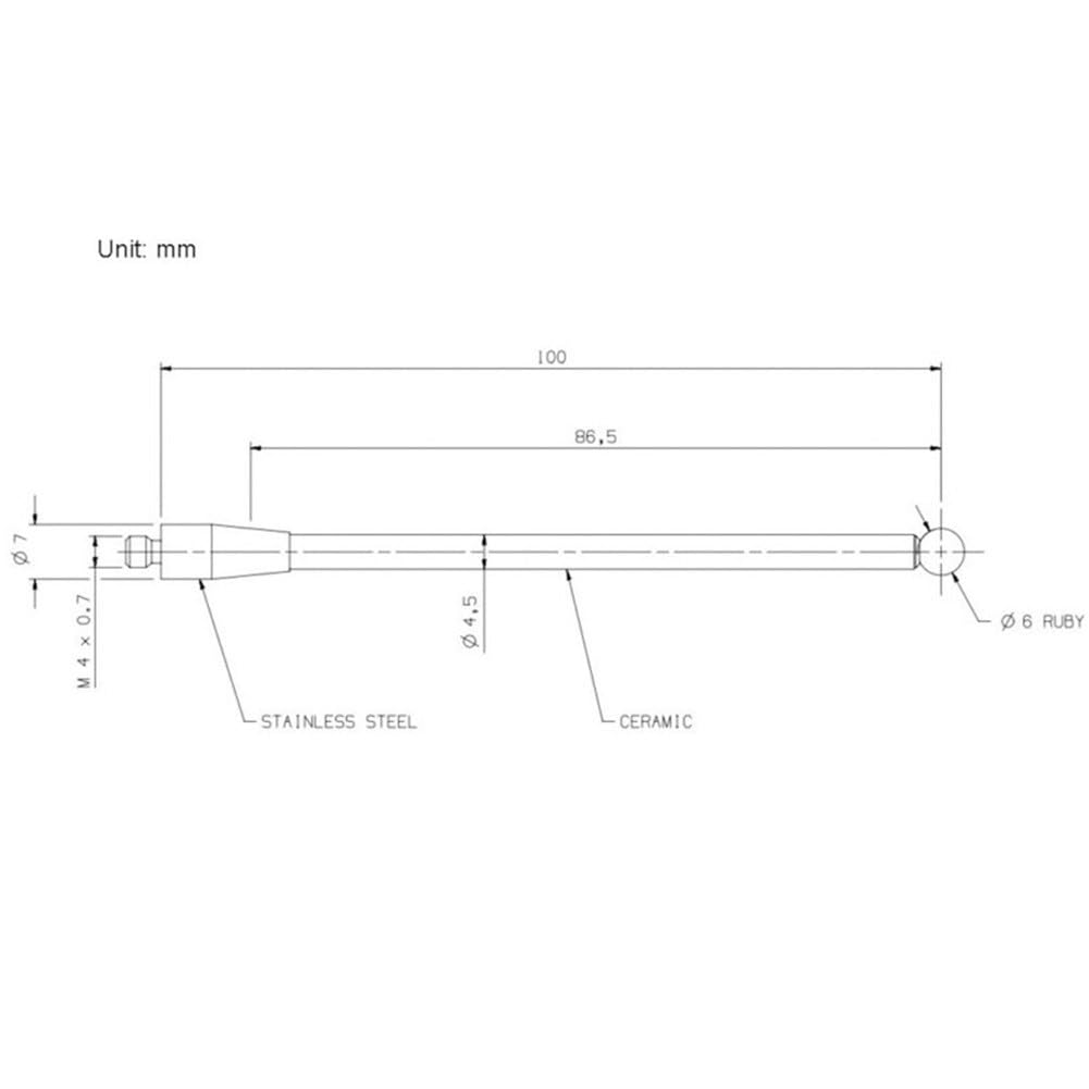 A-5000-3712 Stylet de contact avec bille de 6 mm, pointe en céramique CNC A-5000-3712, convient pour les instruments de mesure CMM et le travail des métaux