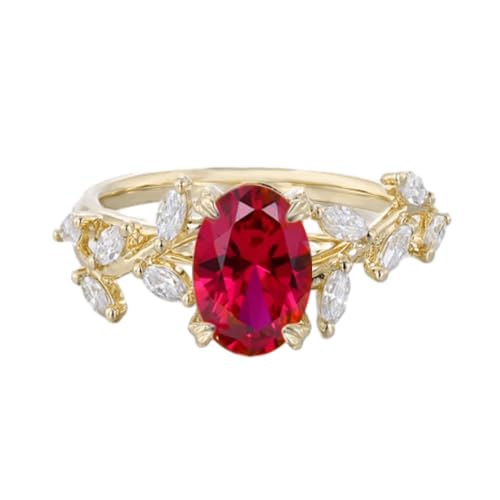 925 Sterling Silver 1.5 CT Oval Leaf Gemstone Engagement Ring for Women Dainty Birthstone Ring Wedding Promise Valentine's Day Birthday Gift for Her Size 4-122