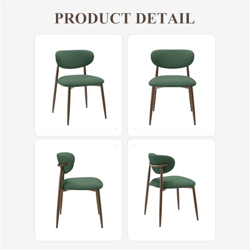 Image of MALOL Upholstered Dining Room Chairs Set of 2, Kitchen Chairs with Metal Legs and Anti Slip Pads, Curved Back Dining Chair for Home and Restaurant Use, Green