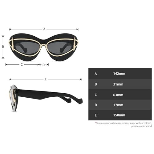 Sexy Y2k Punk Cat Eye Sunglasses Women 2024 Luxury Vintage Sun Glasses For Ladies Retro Double Frame Eyewear Shades UV4004