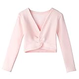 Lisianthus Girls' Classic Thick Ballet Long Sleeve Wrap Top Pink 4-5T