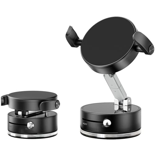 Image of KOBBRAN Vacuum Magnetic Phone Holder 360° Adjustable, Vacuum Suction Magnetic Phone Mount with Clamp Foldable Car Phone Holder with Strong Suction Cup, Suitable with Smartphones (Black)