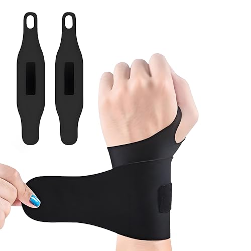 Nokwocy Muñequeras adecuadas para el dolor de muñeca causado por largas horas de trabajo, túnel carpiano, soporte nocturno, fácil de llevar, adaptado (2 unidades) (Negro)