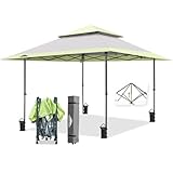EAGLE PEAK 13x13 Straight Leg Pop Up Canopy Tent Instant Outdoor Canopy Easy Single Person Set up Folding Shelter w/Auto Extending Eaves 169 Square Feet of Shade (Gray)