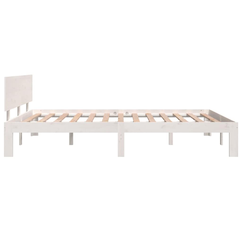 lite drewno sosnowe z zagłówkiem klasyczny 140x200 biały | Rama łóżka biała lite drewno sosnowe 140x200 cm nowoczesny zagłówek