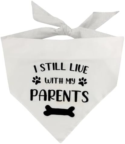 Funny I Still Live with My Parents Dog Bandana, Dog Scarf Puppy Bandanas Gift Ideas for Dog Owner Mom, Dogs Photo Prop Accessories