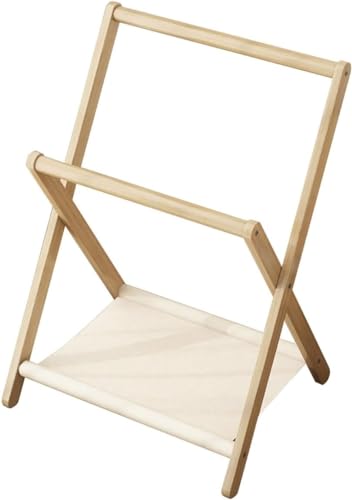 Perchero de madera que ahorra espacio con 2 estantes superiores y estantes de tela, diseño plegable para dormitorio (color: A, tamaño: 70 x 44 x 90 cm)