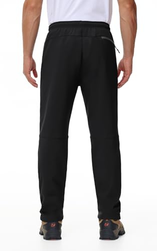MOCOLY Wanderhose Herren Winter Thermo Jagdhose Skihose Schneehose Thermohose Winterhose Warme Fleece Gefüttert Softshell Cargo Outdoor Hose für Safari Trekking Ski Snowboard Arbeit Schwarz M
