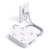 Surge Protector Power Strip, HANYCONY 5Ft Extension Cord with 4 USB Ports(2 USB C), 4 Widely Outlets Extender, Wall Mount, Desk Charging Station for Office School Travel College Dorm Room Essentials