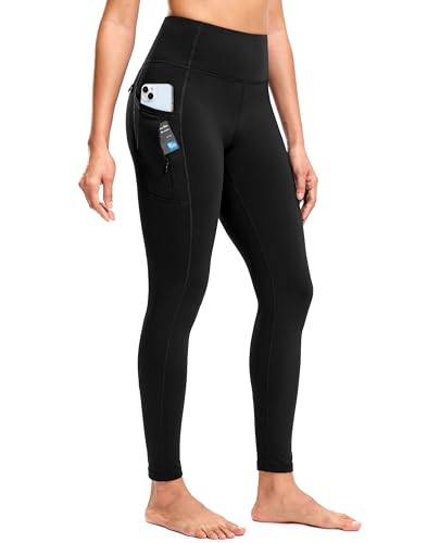 G Gradual Women's Fleece Lined Leggings with 5 Pockets Water Resistant Warm Thermal Pants High Waisted Winter Running Gear (Black,M)