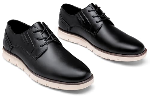 Image of Jousen Mens Dress Shoes Comfortable Business Casual Sneakers | Casual Dress Shoe Style Classic Plain-Toe Oxford Design Removable Footbed Work & Office Wear
