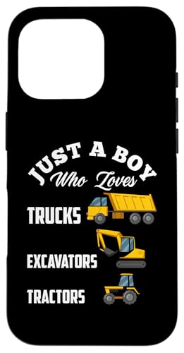 Niños Solo Un Niño Que Ama Los Camiones Excavadoras Tractores Niños Carcasa para iPhone 16 Pro