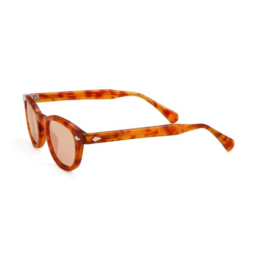 Lunettes de soleil rondes en acétate noir rose ou rouge style rétro mixte