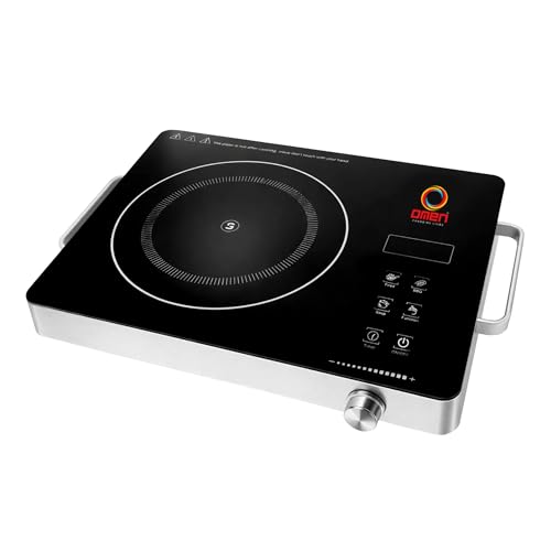 Image of Omen Changing Lives 2000W Infrared Cooktop With Stainless Steel Grill Rack | Crystal Glass | Touch Control | Digital Display | 3 Preset Menus | Adjustable Temperature Knob | 1 Year Warranty (Silver)