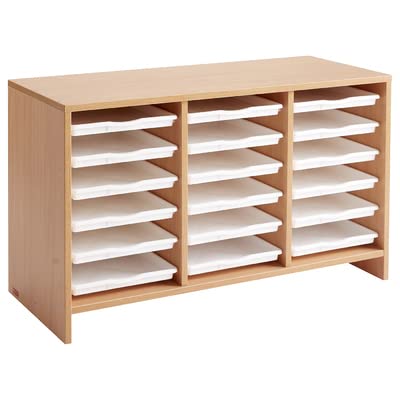 Meuble d'activités 18 plateaux hêtre