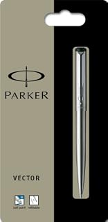Parker Vector Stainless Steel Medium Ball Pen blister card