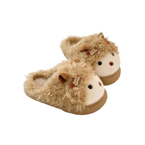 SLOKFV5 Zapatillas Pantuflas de animales for mujer, bonitas y cálidas, de felpa, con dibujos de ovejas, for interiores y exteriores, for el invierno Casa(Bruin,37 EU)