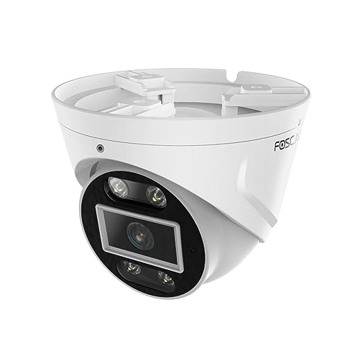 Foscam T5EP 5 MP POE-Überwachungskamera mit integriertem Scheinwerfer und Einer Alarmsirene, Erkennung von Personen und Fahrzeugen, Nachtsicht, Zwei-Wege-Audio, Weiß