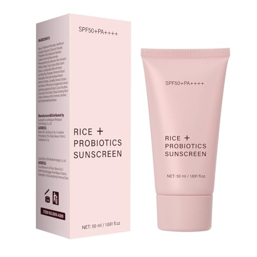 Crema de aislamiento, humectante solar facial, loción diaria de piel, fórmula de arroz no grasosa, ingredientes, 10.8x3.2cm, perfecto para rutinas diarias de cuidado de la piel por la mañana