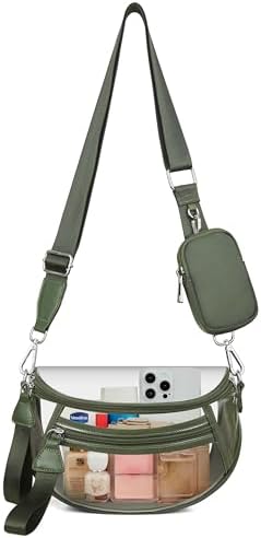 Clear Checkered Crossbody Bags for Stadium Events, Clear Purse Bu...