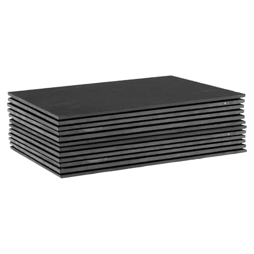 Argon Tableware Rectangle Slate Placemats - 35 x 25cm - Pack of 12 - Black Natural Stone Smooth Edge Slate Dinner Mats Dinnerware Plate Placemats for Kitchen, Home, Bar, Restaurant, Weddings, Events