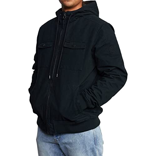 Rvca Mens Bomber Jacket - Hooded Bomber 2 (Rvca Black, Large) #TOP3
