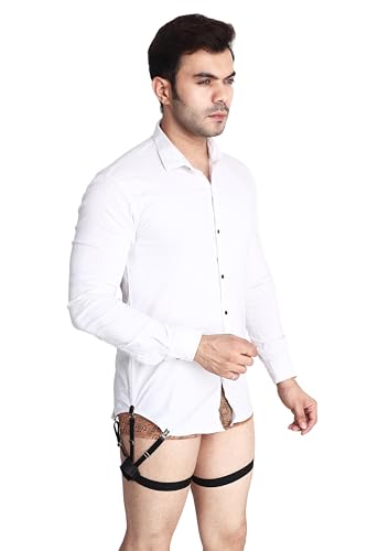 Image of Shirt Tucker for Men, Adjustable Elastic Shirt Stays Garters with Locking Non-Slip Clips Holder Securing Shirt Position Black