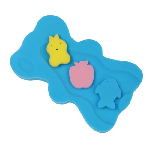 DRESSOOS Badeschwamm Mit Rutschfester Unterlage Cartoon-badekissen Für Neugeborene Hygienische Und Schnell Trocknende Badematte Blau