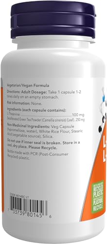 Now Foods L-Theanine 200mg with Inositol 100 mg 60 Vegetarian Capsules