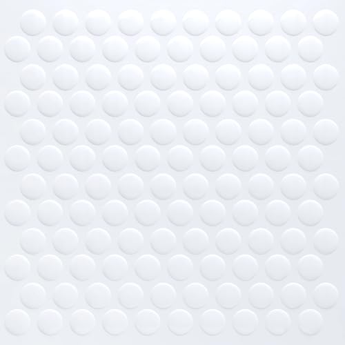 CHIHUT 16 Sheets 12"x12" White Penny Round Peel and Stick